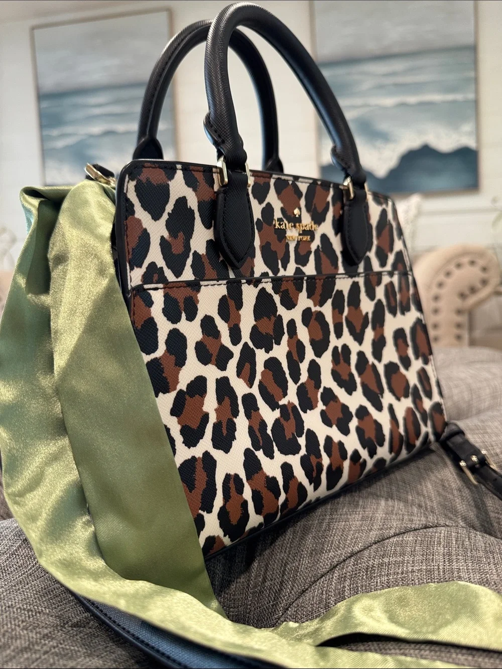 kate spade Bag Small Madison Spotted Animal Black & Brown Leopard Print Satchel